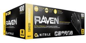GLOVES; RAVEN BLK 7MIL NITRILE LG
